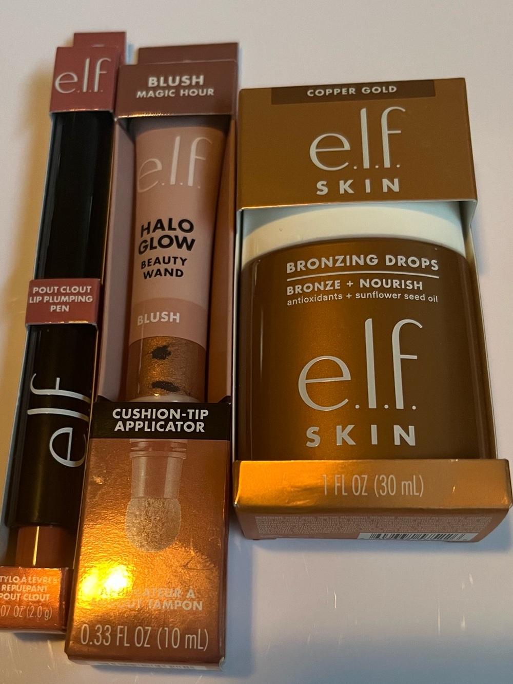 elf Bronze Gold Bronzing Drops + Halo Glow Blush & Lip Set — Copper Gold